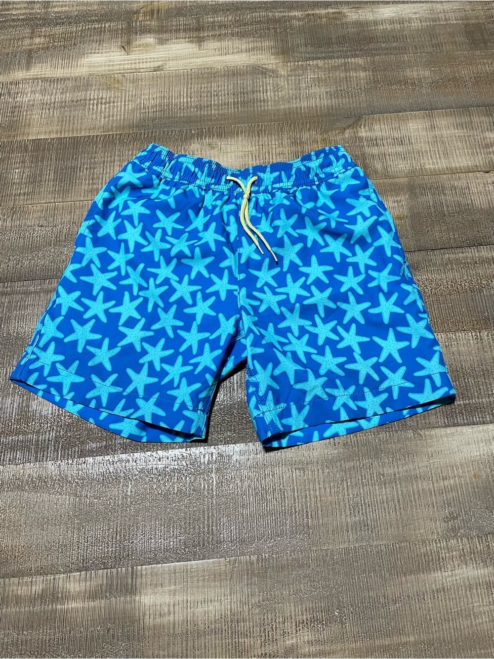 Youth boys Crewcuts Blue Starfish Pattern Swim Shorts